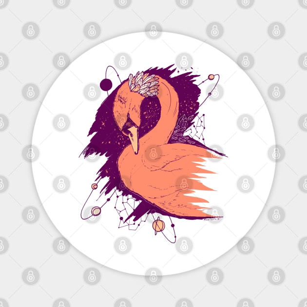 Peach Swan Among The Stars Magnet by kenallouis